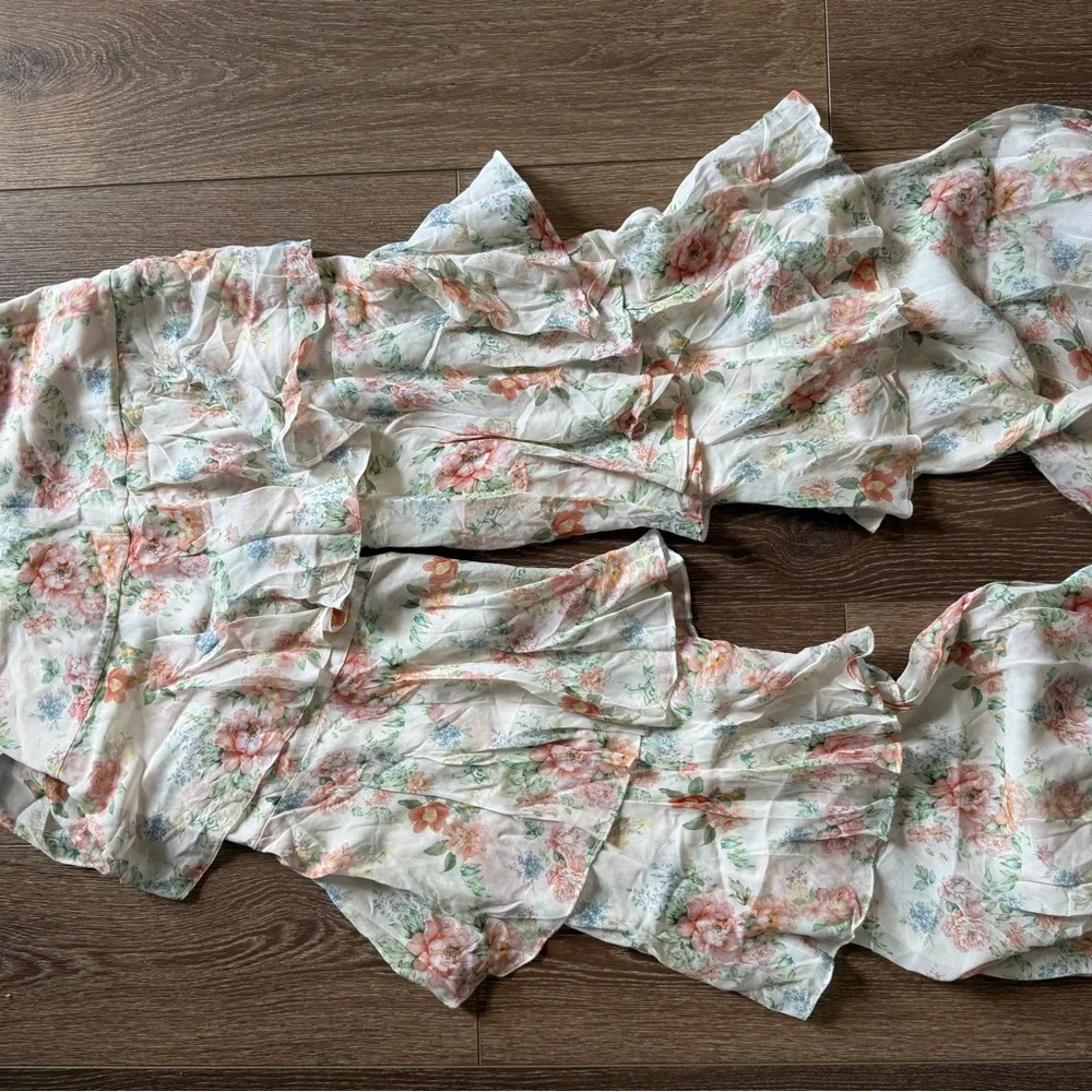 Zara New Woman Floral Trousers With Frills - Picture 6 of 6